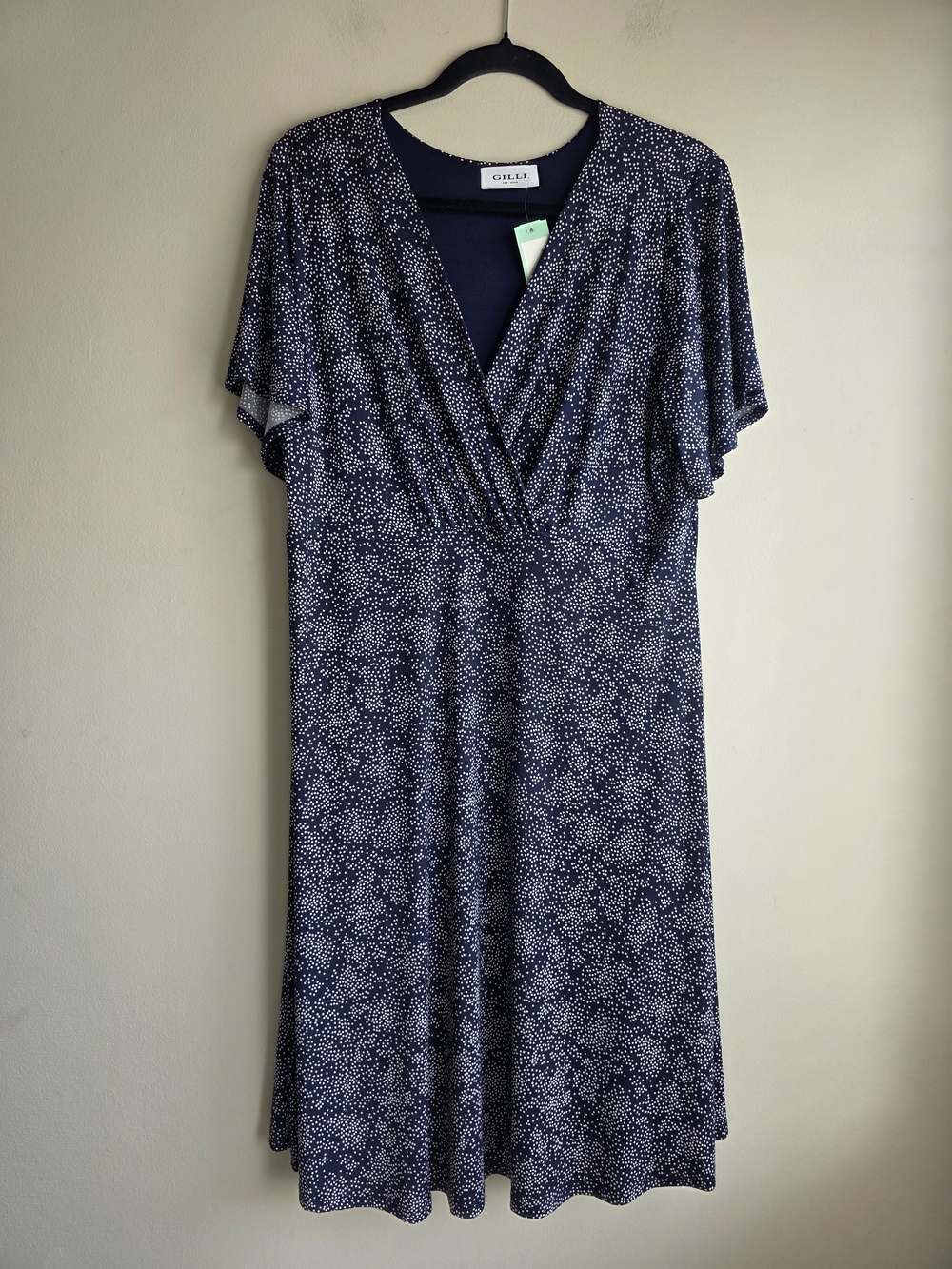 NWT Gilli Audey Knit Dress Navy White Polka Dot Dress - Picture 2 of 11
